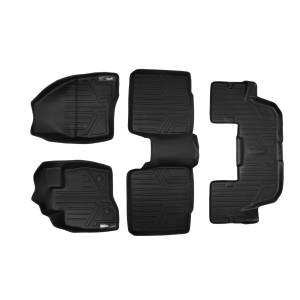 MAXLINER Custom Fit Floor Mats 3 Row Liner Set Black for 2015-2016 Ford Explorer without 2nd Row Center Console