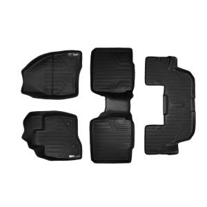 MAXLINER Custom Fit Floor Mats 3 Row Liner Set Black for 2015-2016 Ford Explorer with 2nd Row Center Console