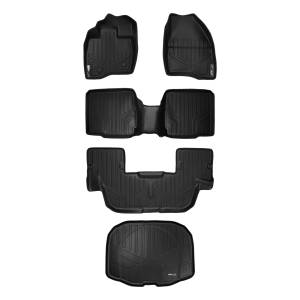 MAXLINER Floor Mats 3 Rows and Cargo Liner Behind 3rd Row Set Black for 2015-2016 Ford Explorer with 2nd Row Center Console