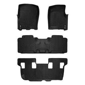 MAXLINER Custom Floor Mats 3 Row Liner Set Black for 2011-2017 Expedition / Navigator with 2nd Row Bench Seat or Console