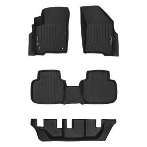 MAXLINER Custom Fit Floor Mats 3 Row Liner Set Black for 2012-2018 Dodge Journey with 1st Row Dual Floor Hooks