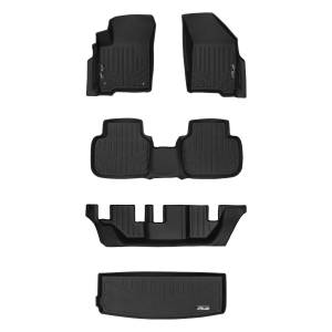 MAXLINER Floor Mats 3 Rows and Cargo Liner Behind 3rd Row Set Black for 2012-18 Dodge Journey with 1st Row Dual Floor Hooks