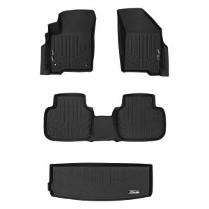 MAXLINER Floor Mats 2 Rows and Cargo Liner Behind 3rd Row Set Black for 2012-18 Dodge Journey with 1st Row Dual Floor Hooks