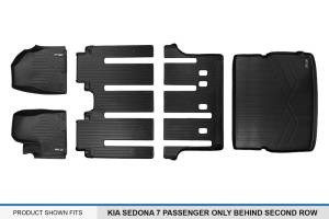 Maxliner USA - MAXLINER Custom Floor Mats 3 Rows and Cargo Liner Behind 2nd Row Set Black for 2015-2019 Kia Sedona 7 Passenger Model Only - Image 7