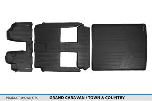 Maxliner USA - MAXLINER Floor Mats 3 Rows and Cargo Liner Behind 2nd Row Set Black for 2008-2019 Caravan / Town & Country (Stow'n Go Only) - Image 6