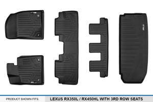 Maxliner USA - MAXLINER Floor Mats 3 Rows and Cargo Liner Behind 3rd Row Set Black for 2018-2019 Lexus RXL with 3rd Row Seats - All Models - Image 7