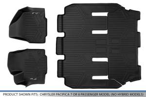 Maxliner USA - MAXLINER Custom Floor Mats 3 Row Liner Set Black for 2017-2019 Chrysler Pacifica 7 or 8 Passenger Model (No Hybrid Models) - Image 5
