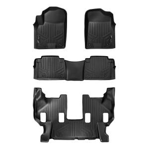 MAXLINER Custom Fit Floor Mats 3 Row Liner Set Black for 2017-2018 Armada / 2011-2013 Infiniti QX56 / 2014-2018 QX80