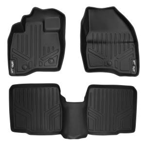 MAXLINER Custom Fit Floor Mats 2 Row Liner Set Black for 2017-2019 Ford Explorer without 2nd Row Center Console