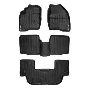 MAXLINER Custom Fit Floor Mats 3 Row Liner Set Black for 2017-2019 Ford Explorer without 2nd Row Center Console