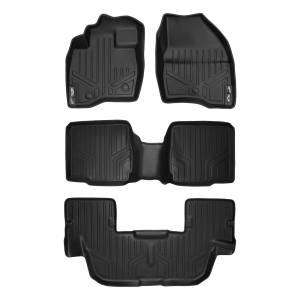 MAXLINER Custom Fit Floor Mats 3 Row Liner Set Black for 2017-2019 Ford Explorer with 2nd Row Center Console