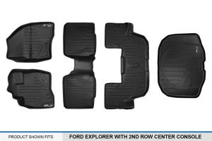 Maxliner USA - MAXLINER Custom Fit Floor Mats 3 Rows and Cargo Liner Set Black for 2017-2019 Ford Explorer with 2nd Row Center Console - Image 7