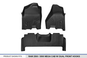 Maxliner USA - MAXLINER Custom Fit Floor Mats 2 Row Liner Set Black for 2012-2018 RAM 2500/3500 Mega Cab with Dual Front Hooks - Image 5