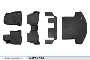 Maxliner USA - MAXLINER Custom Fit Floor Mats 3 Rows and Cargo Liner Behind 2nd Row Set Black for 2016-2019 Mazda CX-9 - Image 7