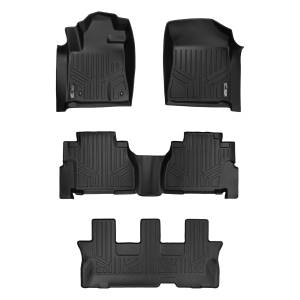 MAXLINER Custom Fit Floor Mats 3 Row Liner Set Black for 2008-2011 Toyota Sequoia with Bench Seats