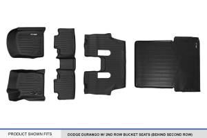 Maxliner USA - MAXLINER Floor Mats 3 Rows and Cargo Liner Behind 2nd Row Set Black for 2016-2019 Dodge Durango with 2nd Row Bucket Seats - Image 7