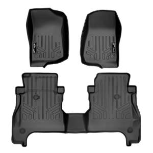 MAXLINER All Weather Custom Fit Floor Mats 2 Row Liner Set Black for 2020 Jeep Gladiator with Lockable Rear Underseat Storage