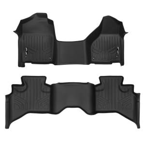 MAXLINER Floor Mats 2 Row Liner Set Black for 2012-2018 RAM 1500 Quad Cab with 1st Row Bench Seat and Dual Floor Hooks