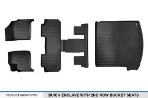 Maxliner USA - MAXLINER Floor Mats 3 Rows and Cargo Liner Behind 2nd Row Set Black for 2018-2019 Buick Enclave with 2nd Row Bucket Seats - Image 6