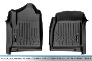 Maxliner USA - MAXLINER Floor Mats 1st Row Set Black for 2014-18 Silverado/Sierra 1500 - 2015-18 2500/3500 HD Regular Cab with Vinyl Floor - Image 4