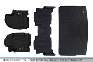 Maxliner USA - MAXLINER Floor Mats 2 Rows and Cargo Liner Set Black for 2018-2019 Ford Expedition Max/Navigator L with 2nd Row Bench Seat - Image 6