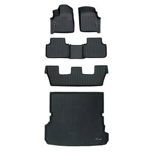 MAXLINER Custom Fit Floor Mats 3 Rows and Cargo Liner Behind 2nd Row Set Black for 2017-2019 Audi Q7 - All Models