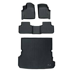 MAXLINER Custom Fit Floor Mats 2 Rows and Cargo Liner Behind 2nd Row Set Black for 2017-2019 Audi Q7 - All Models
