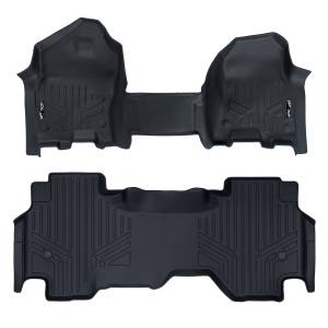 MAXLINER Custom Floor Mats 2 Row Liner Set (Both Rows 1pc) Black for 2019 Ram 1500 Quad Cab with Front Row Bench Seat Only