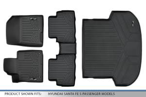 Maxliner USA - MAXLINER Custom Fit Floor Mats 2 Rows and Cargo Liner Trunk Set Black for 2019 Hyundai Santa Fe 5 Passenger Models - Image 6