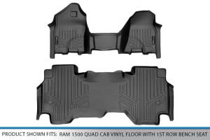 Maxliner USA - MAXLINER Custom Floor Mats Liner Set (Both Rows 1pc) Black for 2019 Ram 1500 Quad Cab Vinyl Floor with 1st Row Bench Seat - Image 5