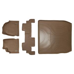 MAXLINER Custom Fit Floor Mats 2 Rows and Cargo Liner Behind 2nd Row Set Tan for Traverse / Enclave with 2nd Row Bench Seat