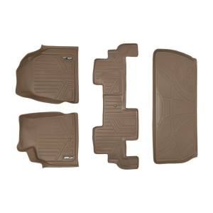 Maxliner USA - MAXLINER Custom Fit Floor Mats 2 Rows and Cargo Liner Behind 3rd Row Set Tan for Traverse / Enclave with 2nd Row Bench Seat - Image 1