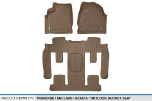 Maxliner USA - MAXLINER Custom Fit Floor Mats 3 Row Liner Set Tan for Traverse / Enclave / Acadia / Outlook with 2nd Row Bucket Seats - Image 5