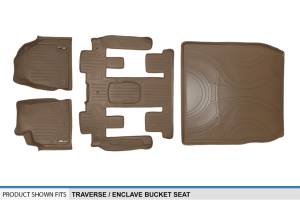 Maxliner USA - MAXLINER Custom Floor Mats 3 Rows and Cargo Liner Behind 2nd Row Set Tan for Traverse / Enclave with 2nd Row Bucket Seats - Image 6