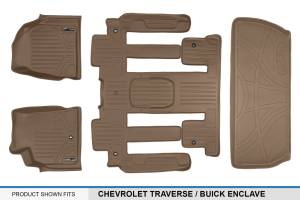 Maxliner USA - MAXLINER Custom Floor Mats 3 Rows and Cargo Liner Behind 3rd Row Set Tan for Traverse / Enclave with 2nd Row Bucket Seats - Image 6