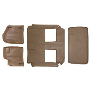 MAXLINER Floor Mats 3 Rows and Cargo Liner Behind 3rd Row Set Tan for 2008-2019 Caravan / Town & Country (Stow'n Go Only)