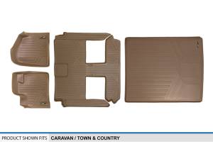 Maxliner USA - MAXLINER Floor Mats 3 Rows and Cargo Liner Behind 2nd Row Set Tan for 2008-2019 Caravan / Town & Country (Stow'n Go Only) - Image 6