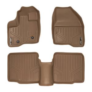 MAXLINER Custom Fit Floor Mats 2 Row Liner Set Tan for 2011-2014 Ford Explorer without 2nd Row Center Console