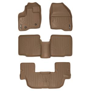 MAXLINER Custom Fit Floor Mats 3 Row Liner Set Tan for 2011-2014 Ford Explorer without 2nd Row Center Console