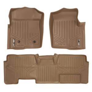 MAXLINER Custom Fit Floor Mats 2 Row Liner Set Tan for 2011-2014 Ford F-150 SuperCab Non Flow Center Console
