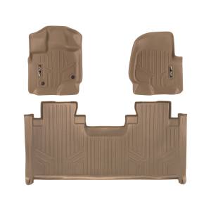 MAXLINER Custom Fit Floor Mats 2 Row Liner Set Tan for 2015-2019 Ford F-150 SuperCab with 1st Row Bench Seats