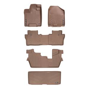 MAXLINER Custom Fit Floor Mats 3 Rows and Cargo Liner Behind 3rd Row Set Tan for 2016-2019 Honda Pilot 8 Passenger Model