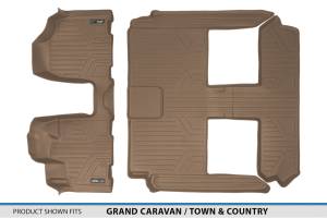 Maxliner USA - MAXLINER Custom Floor Mats 3 Row Liner Set Tan for 2008-2019 Dodge Grand Caravan / Chrysler Town & Country (Stow'n Go Only) - Image 5