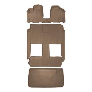 MAXLINER Floor Mats 3 Rows and Cargo Liner Behind 3rd Row Set Tan for 2008-2019 Caravan / Town & Country (Stow'n Go Only)