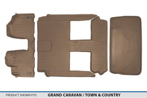 Maxliner USA - MAXLINER Floor Mats 3 Rows and Cargo Liner Behind 3rd Row Set Tan for 2008-2019 Caravan / Town & Country (Stow'n Go Only) - Image 6