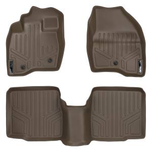 MAXLINER Custom Fit Floor Mats 2 Row Liner Set Tan for 2017-2019 Ford Explorer without 2nd Row Center Console