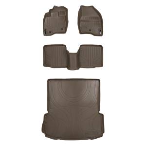 MAXLINER Custom Fit Floor Mats 2 Rows and Cargo Liner Set Tan for 2017-2019 Ford Explorer without 2nd Row Center Console