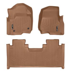 Maxliner USA - MAXLINER Custom Floor Mats 2 Row Liner Set Tan for 2017-2019 Ford F-250/F-350 Super Duty SuperCab with 1st Row Bench Seat - Image 1