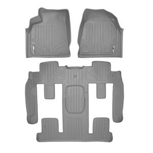 MAXLINER Custom Fit Floor Mats 3 Row Liner Set Grey for Traverse / Enclave / Acadia / Outlook with 2nd Row Bucket Seats