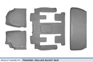 Maxliner USA - MAXLINER Custom Floor Mats 3 Rows and Cargo Liner Behind 3rd Row Set Grey for Traverse / Enclave with 2nd Row Bucket Seats - Image 6